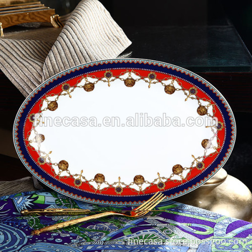 12 Inches Luxury Fine Bone China Oval Plate Dish of Grand Banquet